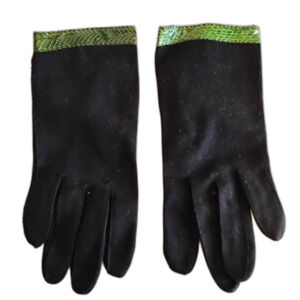 1950s Vintage Gloves with Faux Snakeskin Trim, Size 6 1/2
